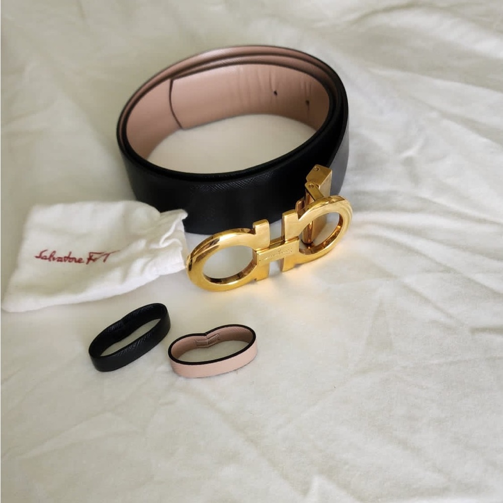 Salvatore ferragamo reversible saffiano leather belt